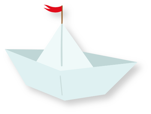 Illustration bateau en papier vous invitant à poser vos questions