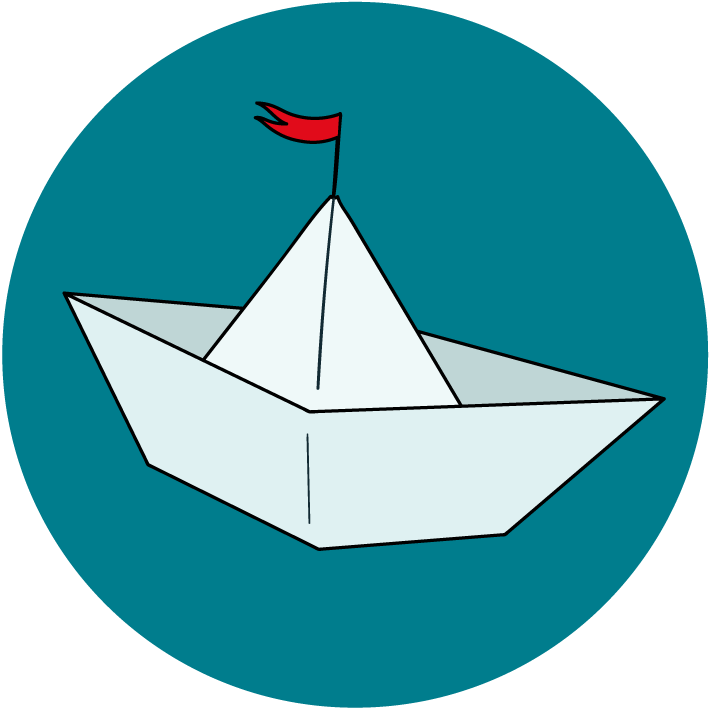 Illustration d'un bateau en papier représentant la journée découvertye